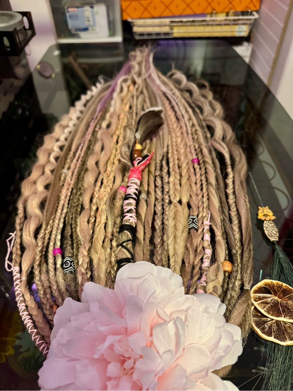 Boho Pink Blonde Dreadlock Extensions